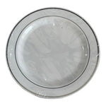 Elegant White Plastic Plates 20pc Silver Rim Heavy Duty 7.5in Party NIP