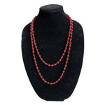 Red Beaded Long Necklace & Earrings Set 8mm Beads N1073/RD/050 New in Box