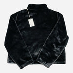 A New Day Faux Fur Quarter Zip Sweatshirt Pullover Black Size S NWT