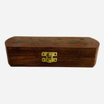 Vintage Handcrafted Wooden Keepsake Box Brass Latch Jewelry Trinket Storage 8”