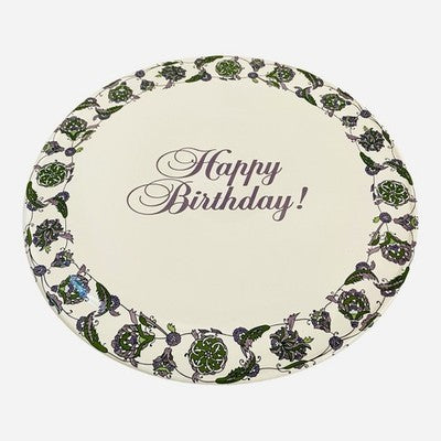 Avon Presidents Club Happy Birthday Ceramic Plate 10.25" Purple Floral EXC