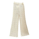 Bohme Crochet Pants Women’s Beige Full Length Boho Pants Size M NWT