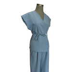 Sette Sette Womens 2-Piece Light Blue Boho Pant Set Made Italy Wrap Tie S/M NWT