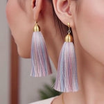 Multicolor Tinsel Tassel Earrings Gold Tone Fish Hook Costume Jewelry New