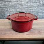 Vintage Martha Stewart Cllctn Red Enameled Cast Iron Casserole Dutch Oven w/ Lid