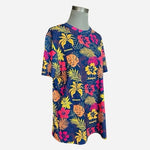 Funeeq Tropical Floral T-Shirt Women's L Multicolor Hawaiian Short Sleeve NWOT