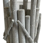 Rustic Driftwood Log Hurricane Candle Holder Glass Insert Coastal Farmhouse 6"