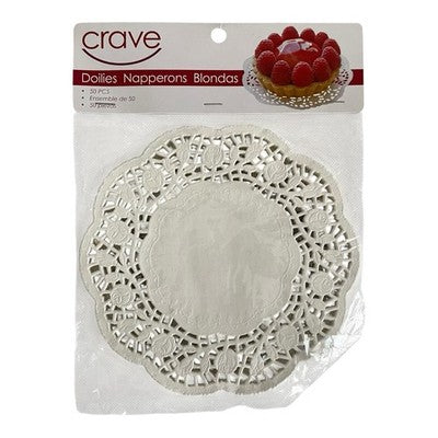 Crave White Paper Doilies 50 Pack Round Lace Baking Decorating NIP