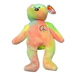 TY Beanie Baby Peace Bear Neon Color Blocks 1996 Collectible Stuffed Toy NWT