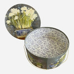 Present Company Kathryn White Daffodil Botanical Round Hat Box 13" Excellent