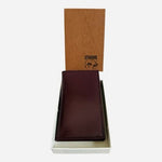 Vintage Strong Brand Burgundy Leather Bifold Business Card Case Sheraton Logo