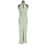 Zara Light Green Wrinkle Effect Satin Halter Maxi Dress Women’s Size M NWOT