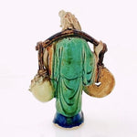 Antique Shekwan Chinese Mudman Figurine Ceramic Statue Carrying Water 6.5 Signed