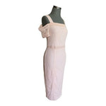 RACHEL Rachel Roy Cold Shoulder Lace Midi Dress Size 6 Pale Pink Floral NWT