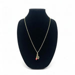 Vintage Gold-Tone Leaf and Red Cherry Bead Charm Necklace With Velvet Pouch NWOT