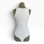 Reoria White High Neck Sleeveless Racerback Bodysuit Womens Size S VG