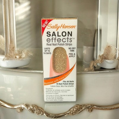 Sally Hansen Salon Effects Real Nail Polish Strips Gold Glitter Set New