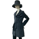Split Personality Matthew Hekmatniaz Belted Cotton Trench Coat Dark Grey Sz L VG