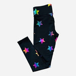 TEREZ Women Black Foiled Star Print UpLift Leggings Sz S High Rise Compression