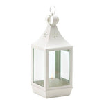 Large White Candle Lantern Metal Glass Farmhouse Decor Lantern Candle Holder VG
