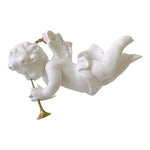 Dept 56 Large Cherub Angel Porcelain Ornament 8" Blowing Horn Winter Silhouette