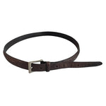 Mens Braid Weave Brown Genuine Cowhide Leather Silver Solid Square Buckle XL VG