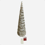 24" World Market Lighted Snowy Rattan Christmas Cone Tree Decorative Holiday NWT