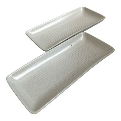 Dudson Evolution Purl Tray Set 2pc 8.5x3.5x1 Off White Ceramic Lead Free NEW