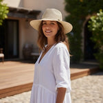 Sundaise Gold Beige Fedora Hat Oatmeal Sun Beach Travel UPF 50+ Adjustable VG