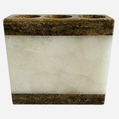 Genuine Marble Travertine Toothbrush Holder 3-Hole Stone Bathroom Vanity