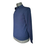 Joseph & Lyman Mens M Blue Italian Merino Wool Knitted Polo Sweater VG