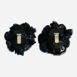 Vintage Black Lace 2.5" Flower Shoe Clips Set of 2 Womens Accessory VG Condition