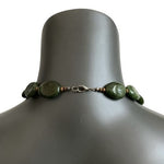 Vintage Inspired Dark Green Beaded Long Necklace 37" Very Good Condition