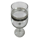 STEMWARE DESIGNS Black Clear Rhinestone Banded Stemware Champagne Flute 9.25"