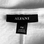 Alfani White Split Neck Tunic Top Women's PM 3/4 Sleeve Nylon Blend VG