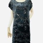 Cable & Gauge Black Sequin Floral Shift Dress Cap Sleeve Size M NWT Macy's
