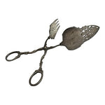 Antique Silver Plate Fork Grabber Ornate Figural Handle Serving Set Victorian G+