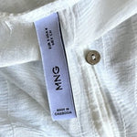 MNG Mango White Sheer Long Sleeve Knot Front Blouse Top Size 4