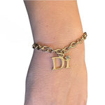 Diamonds International DI Gold Tone Chain Link Charm Bracelet with Gemstone VG