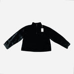 A New Day Faux Fur Quarter Zip Sweatshirt Pullover Black Size S NWT