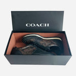 Authentic Coach Signature Brown Mahogany Black Leather Sneakers Women's 5.5B Box