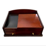 Vintage Mahogany Wood Jewelry Box Large Felt Lined Drawer Storage 13x10.5 VG