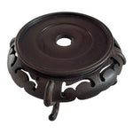 Vintage Chinese Carved Wood Display Stand Footed Pedestal 4.75" Dark Brown VG