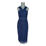 LULUS Dark Blue Lace Halter Sheath Midi Dress Sleeveless Size M NWT
