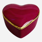 Vintage Chamart Limoges France Heart Trinket Box Pink Gold Trim 2"x2" Excellent