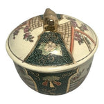 Royal Satsuma Vintage Hand Painted Geisha Lidded Bowl 7"x6" Japanese Pottery VG