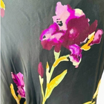 TESS Iris Floral Silk Skirt S 10 Black Multicolor Sheer Midi Skirt Lightweight