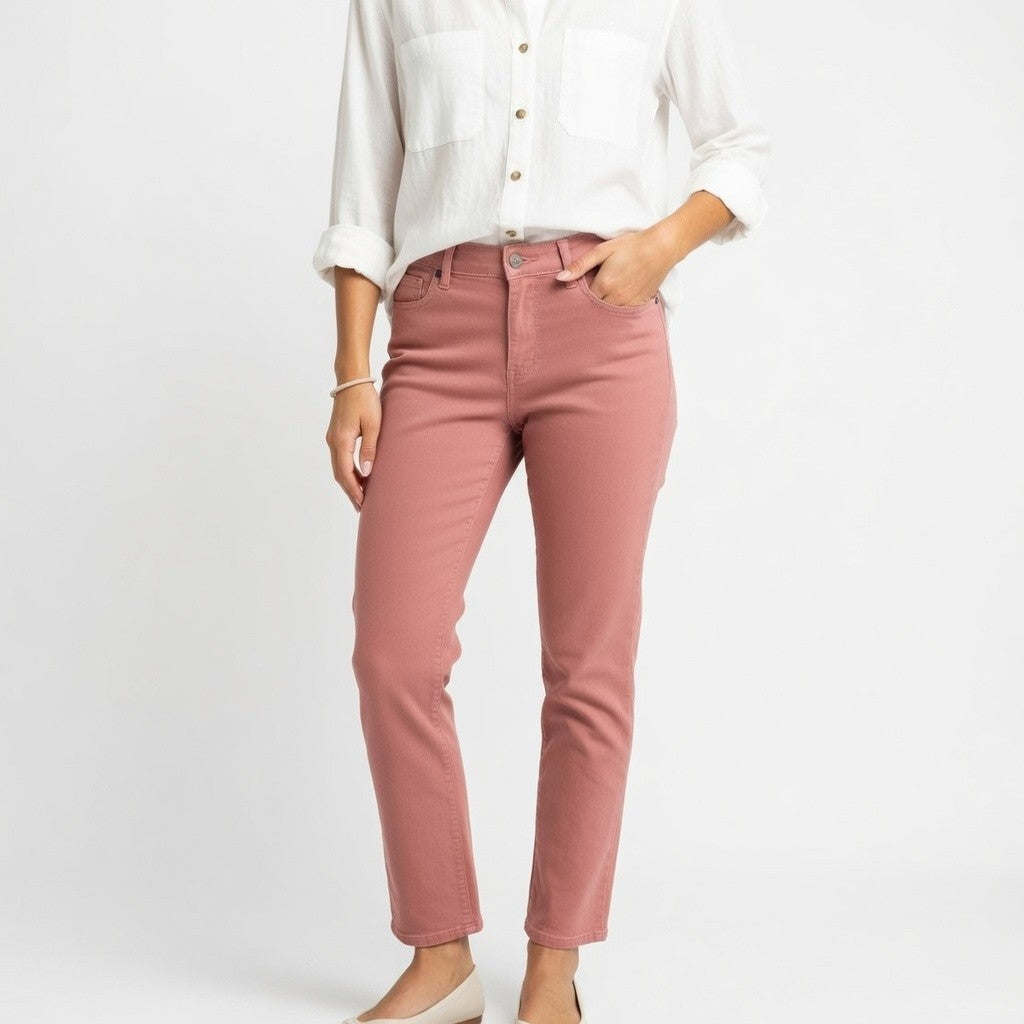 Chico's So Slimming Women's Rose Dawn Pink Ankle Jeans 1 (8) Mid Rise Stretch VG