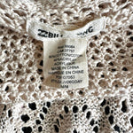 BILLABONG Beige Crochet Knit Duster Cardigan Open Front Coverup Women M VG