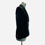 SASKIA Sport Black Velvet Gold Button Blazer Jacket Women Size 8 Japan VG